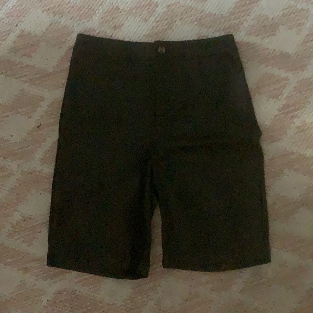 Black leather shorts